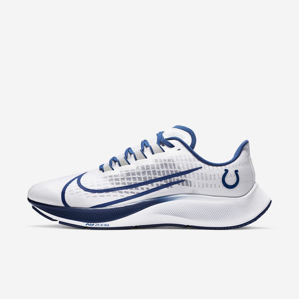 Chaussure De Running Nike Air Zoom Pegasus 37 (Indianapolis Colts) Blanche 6074-195 White/Pure Platinum/Gym Blue/Medium Silver Homme | HED-51577809